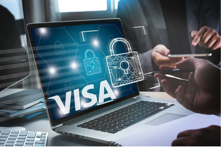 Visa logo on laptop